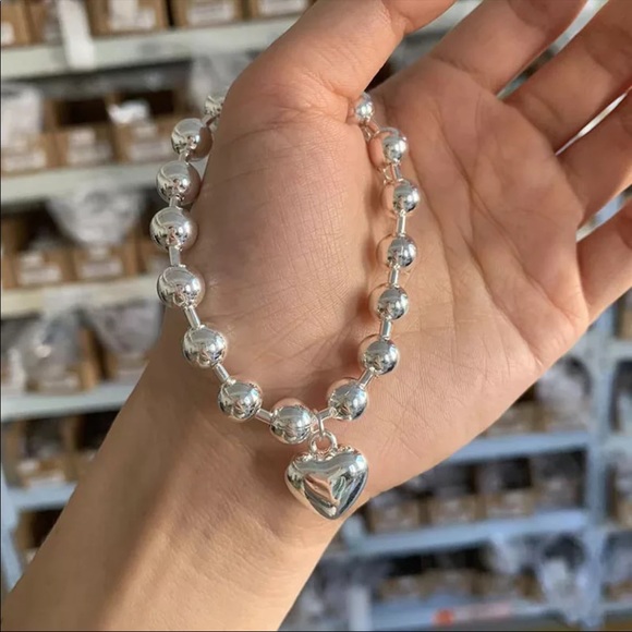 NEW 925 STERLING SILVER PEACH HEART BEADS BRACELET, NICE BRACELET, CUTE BRACELET - Picture 4 of 5